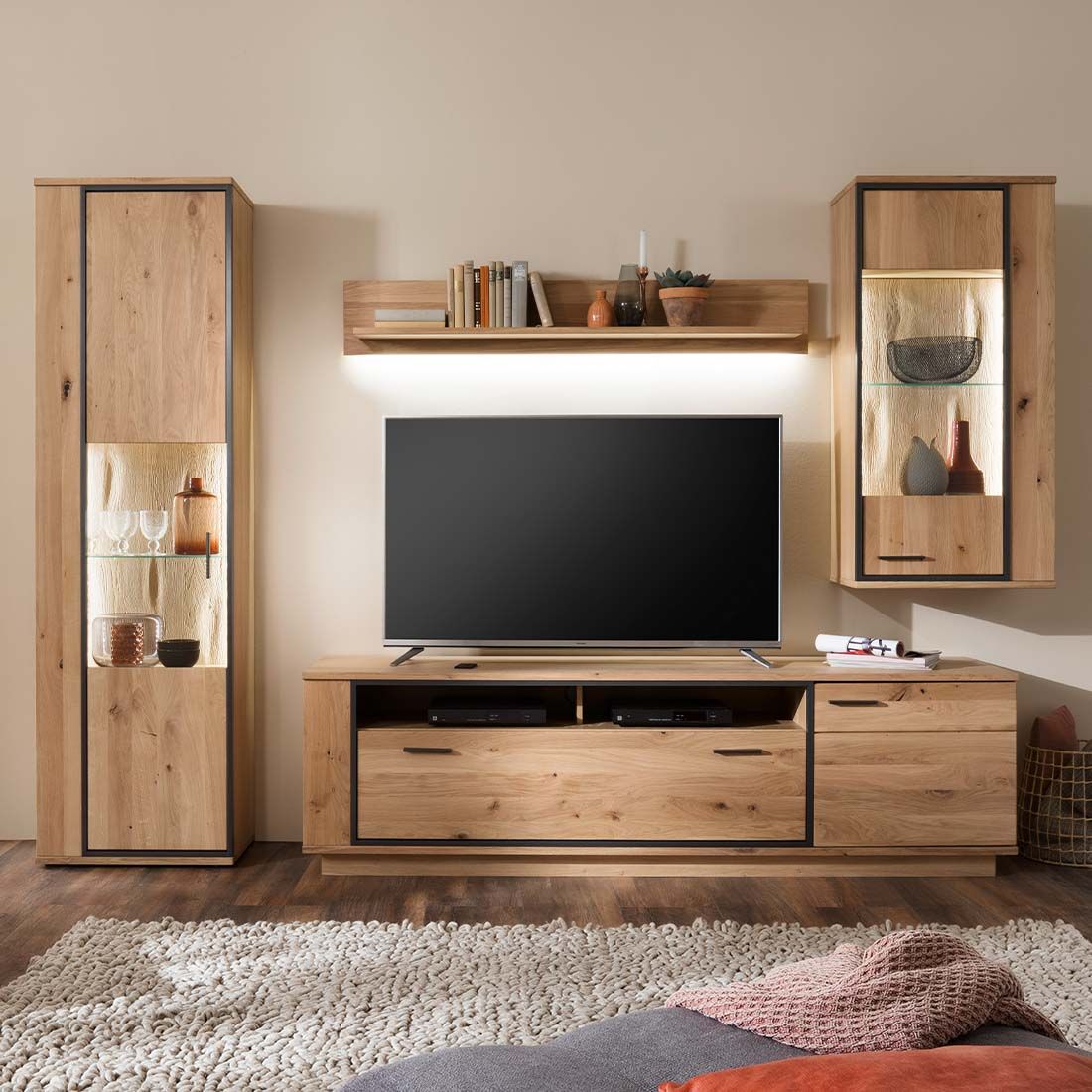 mca campinas hängeschrank 60x37x123cm eiche bianco/asteiche bianco