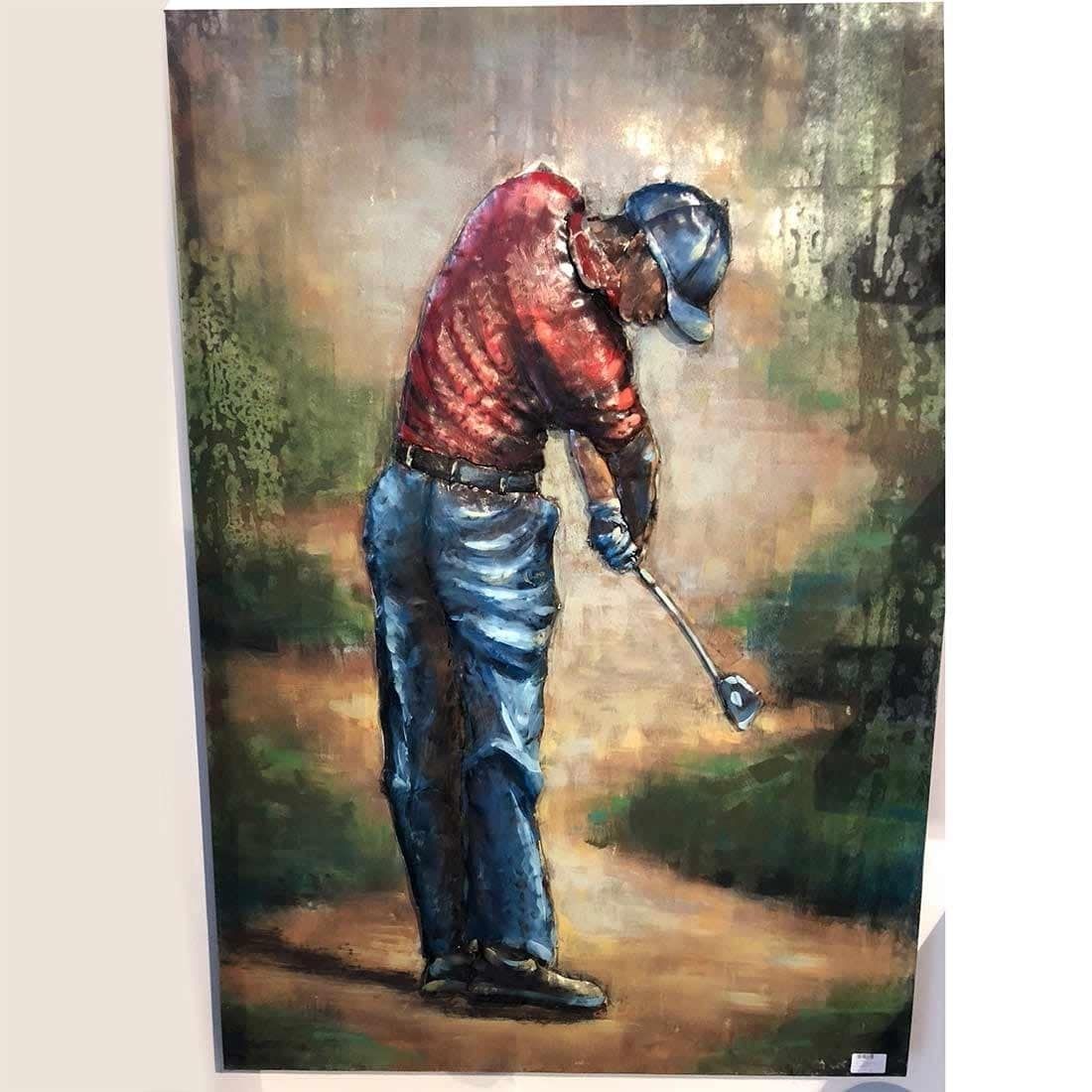 La Casa 3D-Metallbild Golfer Shirt rot 80x120cm