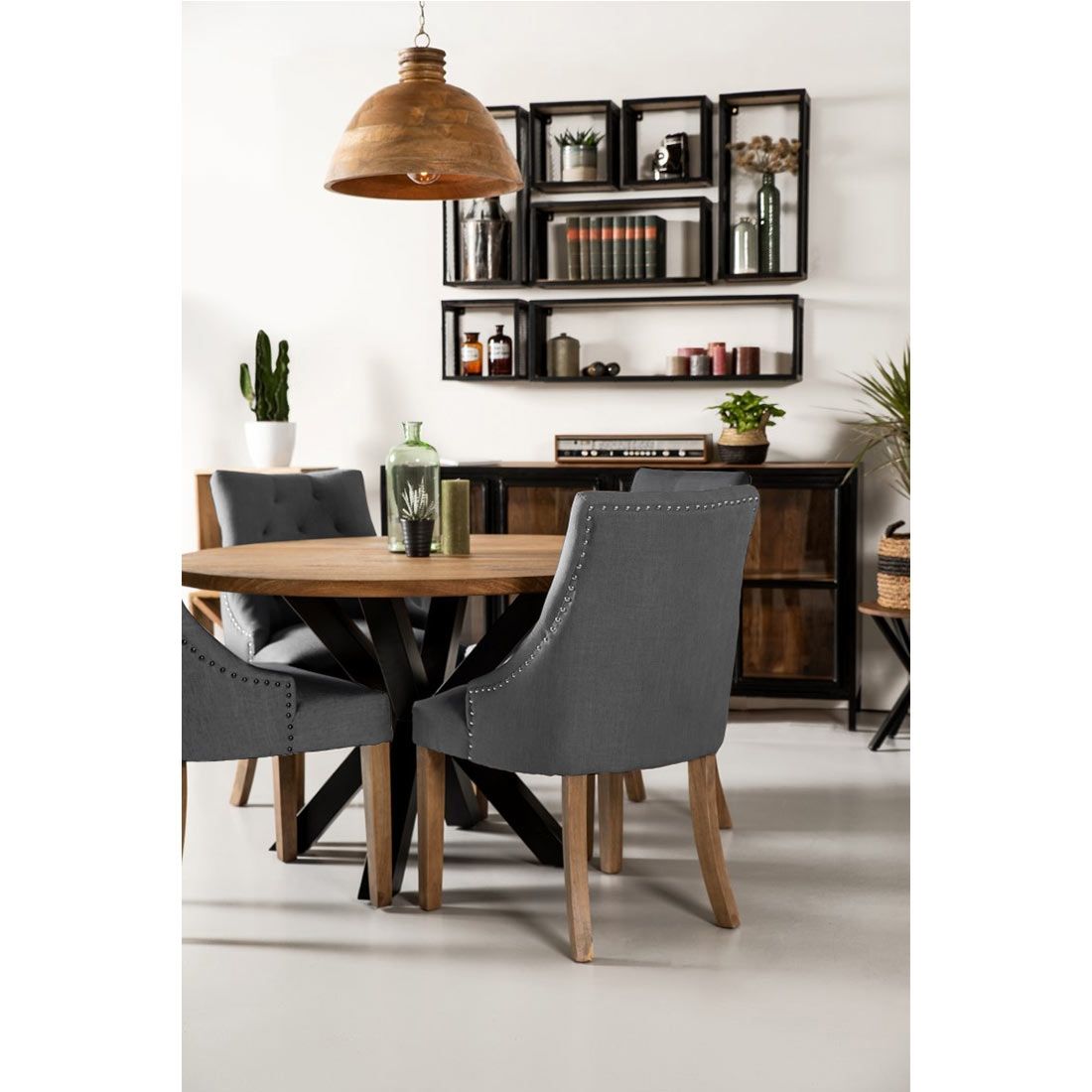 HSM Collection Royan Sessel 47x57x93cm Grau/Braun