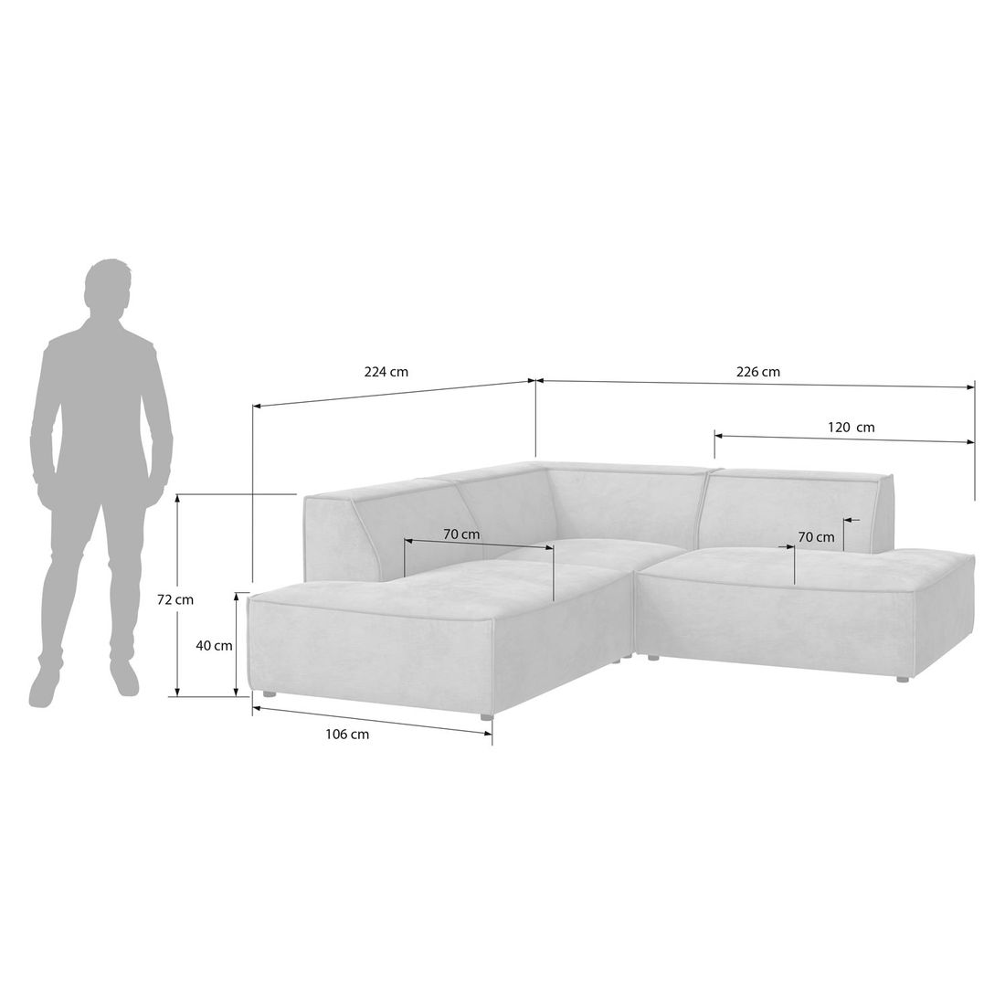HOMELIV. Lennox Ecksofa Velours