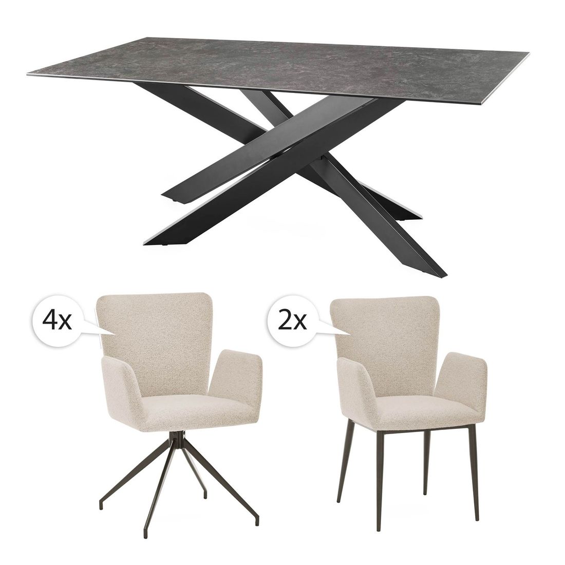 set one El Paso Essgruppe 7-tlg. Tisch 200x100cm