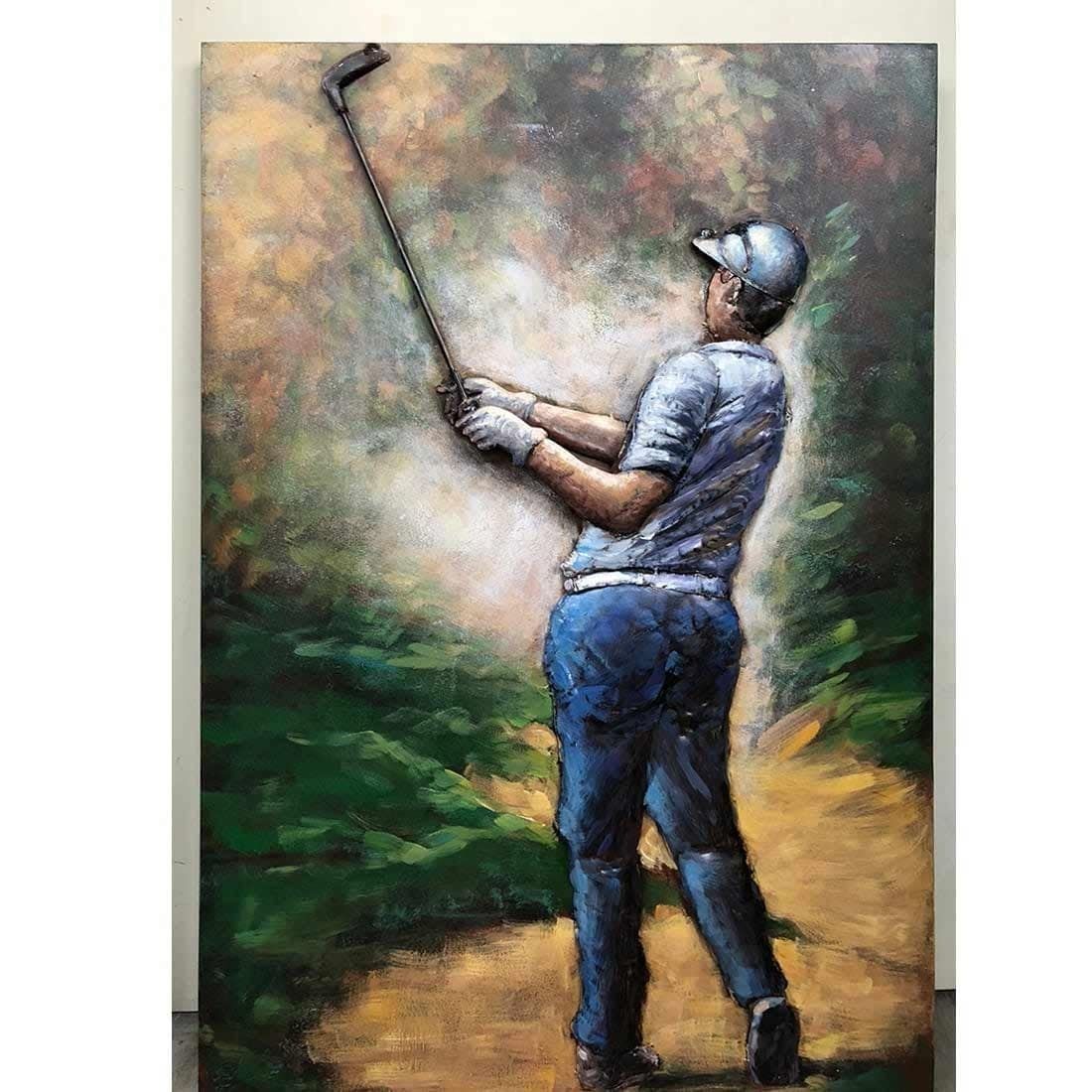 La Casa 3D-Metallbild Golfer Shirt weiss 80x120cm
