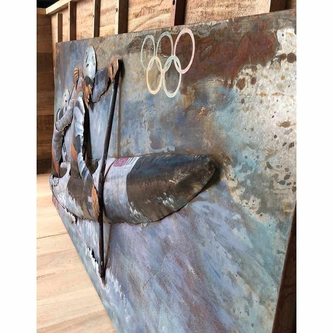 La Casa 3D-Metallbild Olympia Kanufahrer 140x70cm