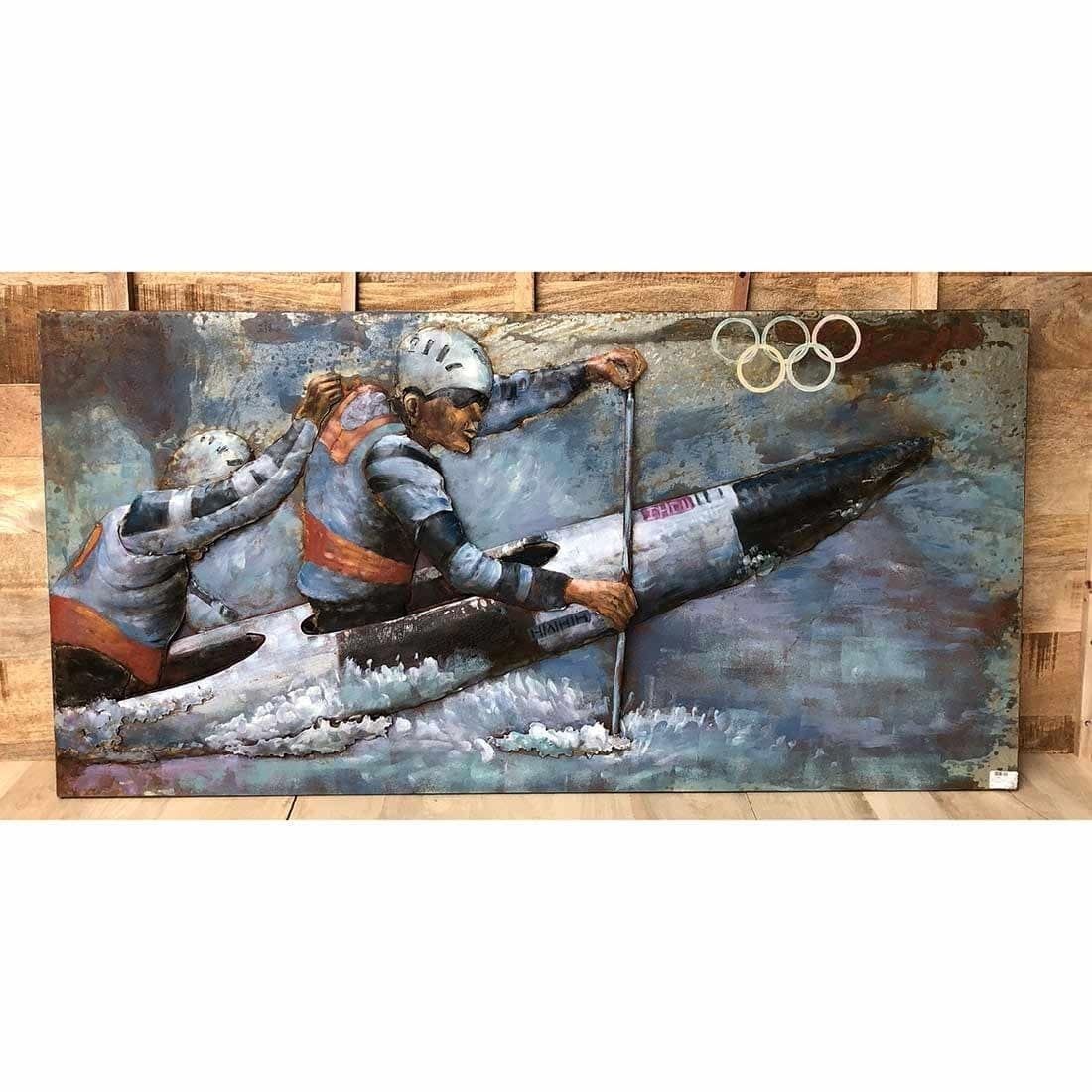 La Casa 3D-Metallbild Olympia Kanufahrer 140x70cm
