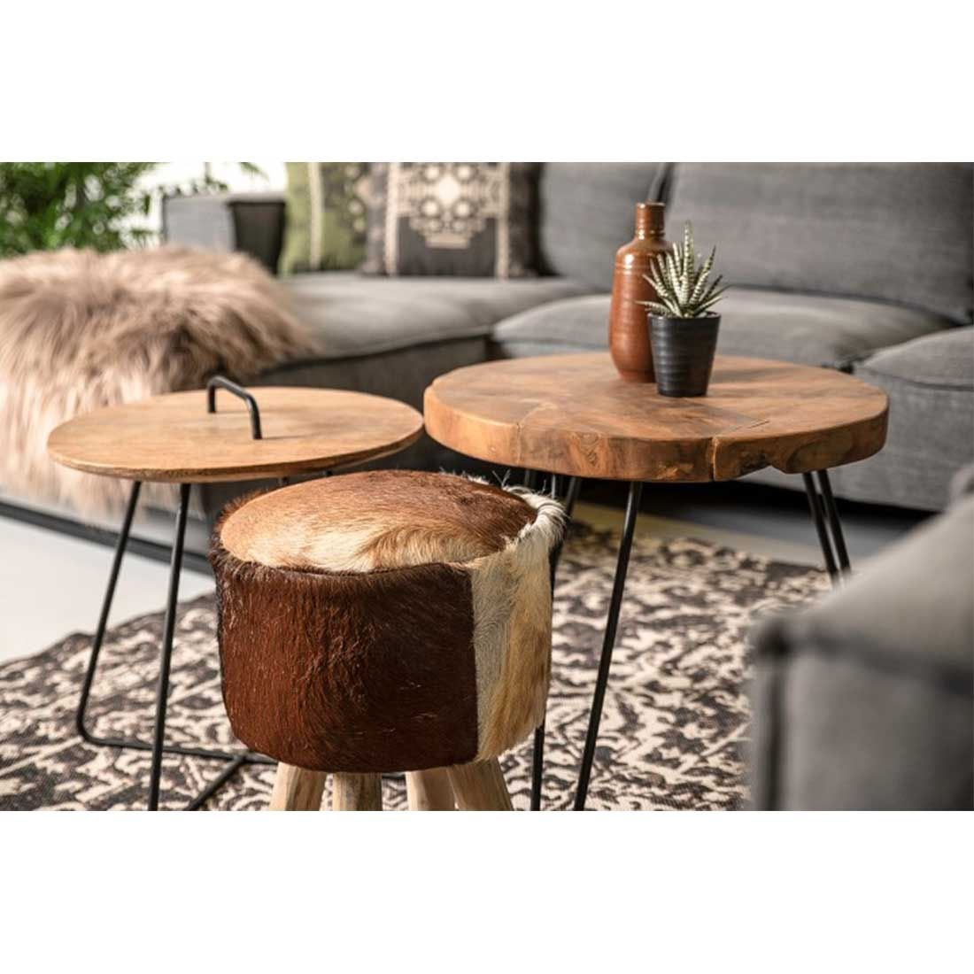 HSM Collection Beistelltisch Teak Metall Ø55x50cm