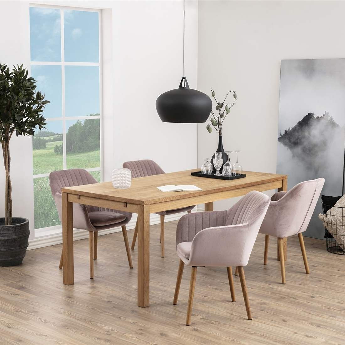 AC Design Emilia Armlehnstuhl 57x61x83cm Dusty Rose/Eiche