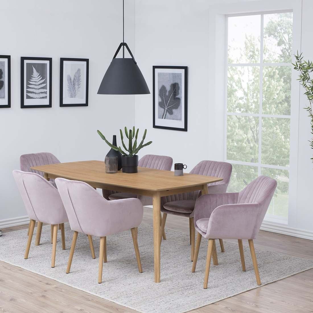 AC Design Emilia Armlehnstuhl 57x61x83cm Dusty Rose/Eiche