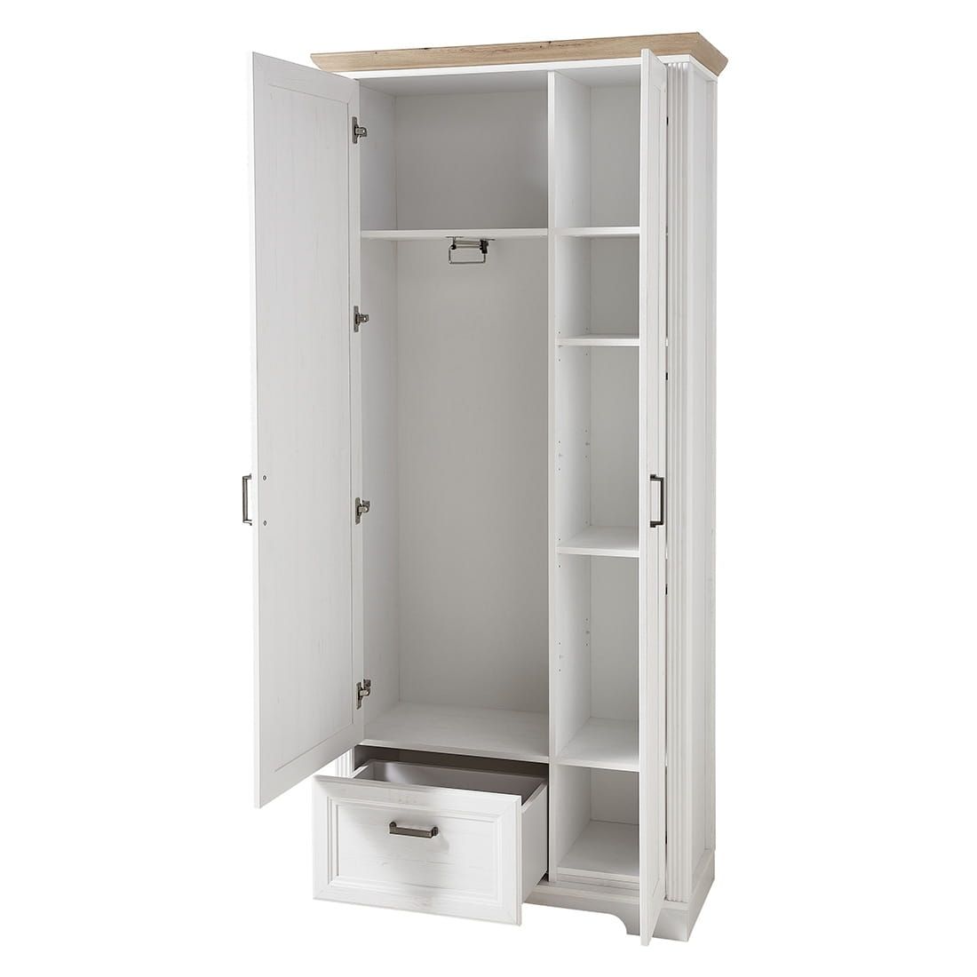 Innostyle Jasmin Garderobenschrank 93x41x204cm Pinie Hell/Artisan Eiche | Garderobenschränke