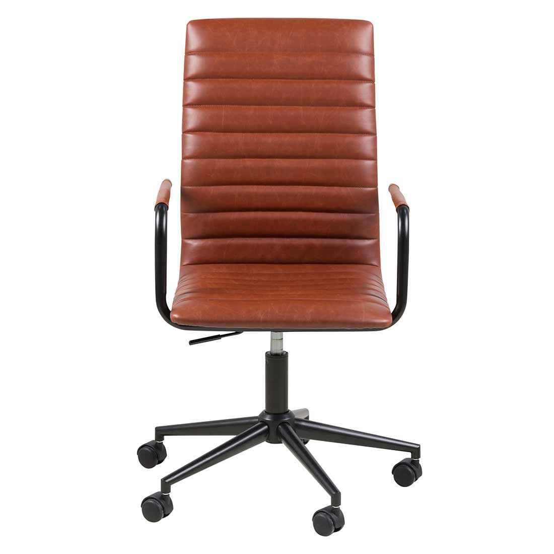 AC Design Winslow Bürostuhl 45x58x103cm Lederlook Vintage Cognac/Schwarz