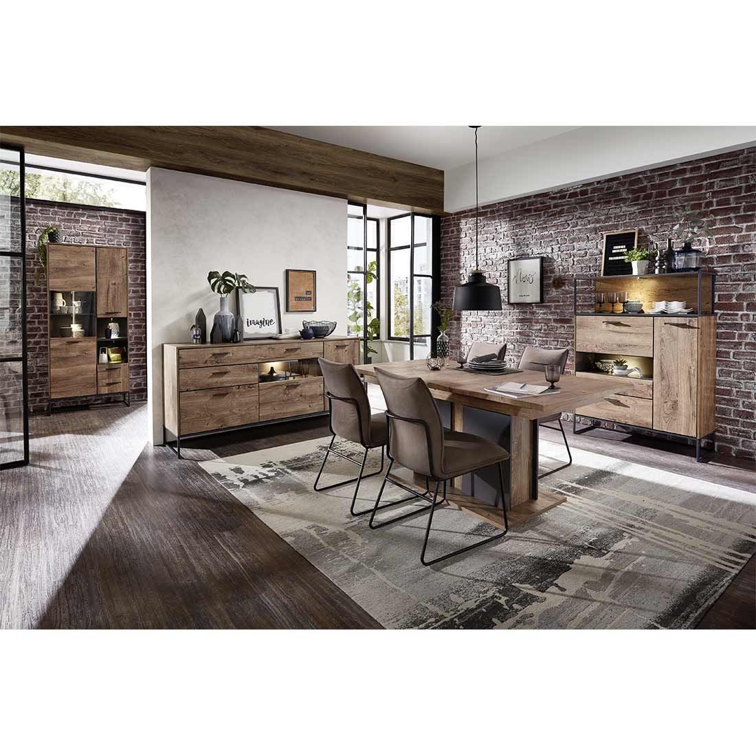 Wohnconcept Manhattan Vitrine mit Beleuchtung 79x38x196cm
