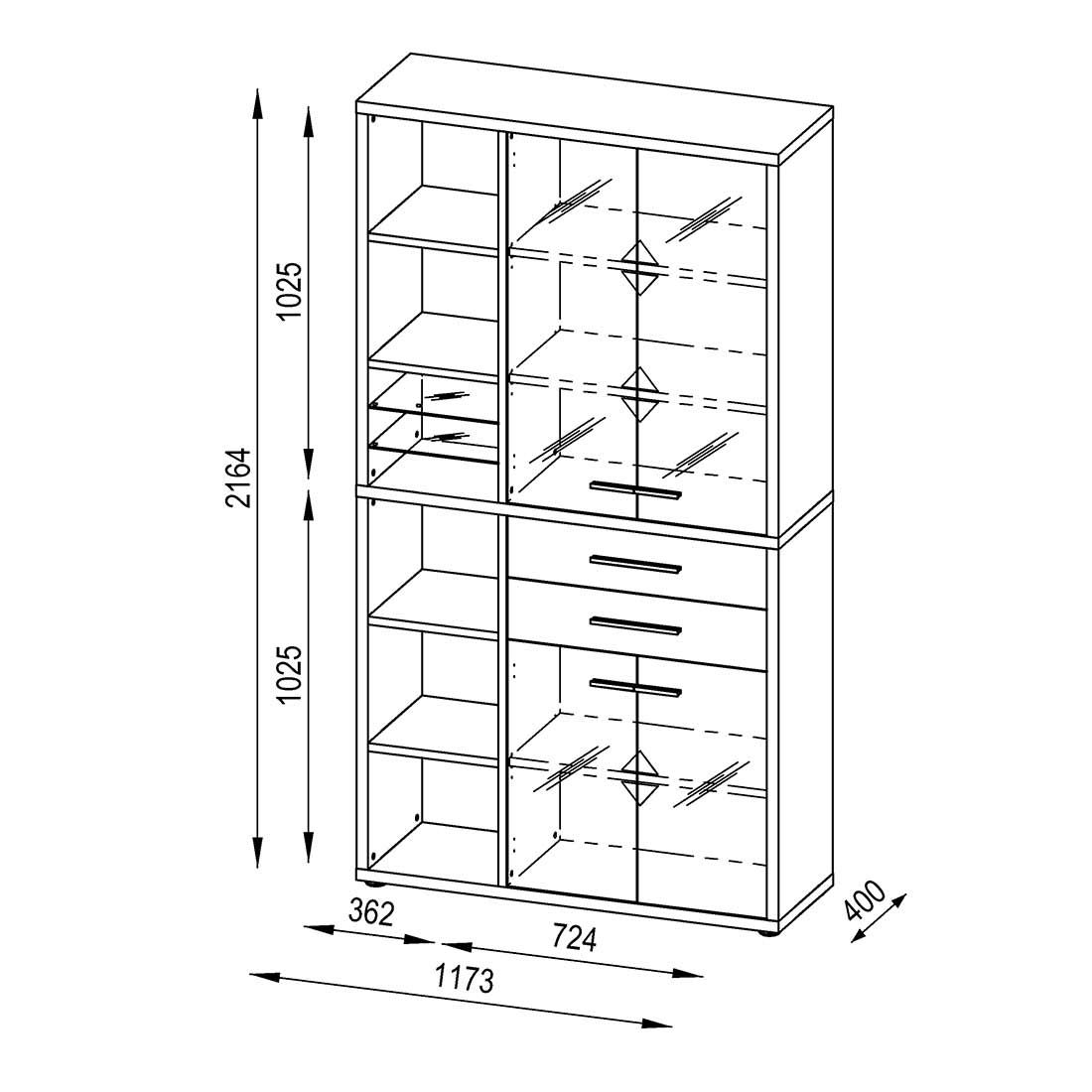 Maja Möbel Set+ Büroschrank 117,3x40x216,4cm
