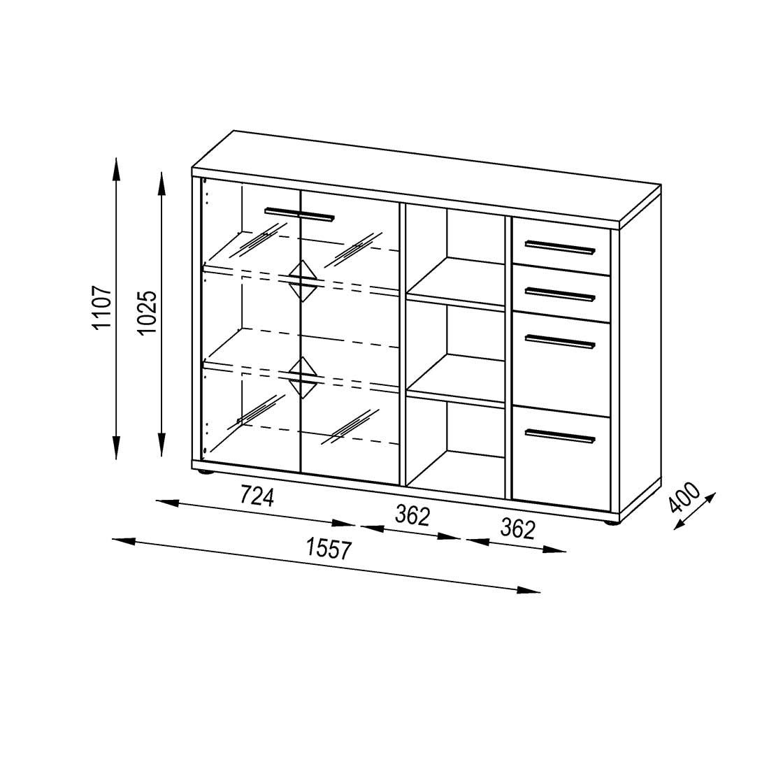 Maja Möbel Set+ Büroschrank 155,7x40x110,7cm