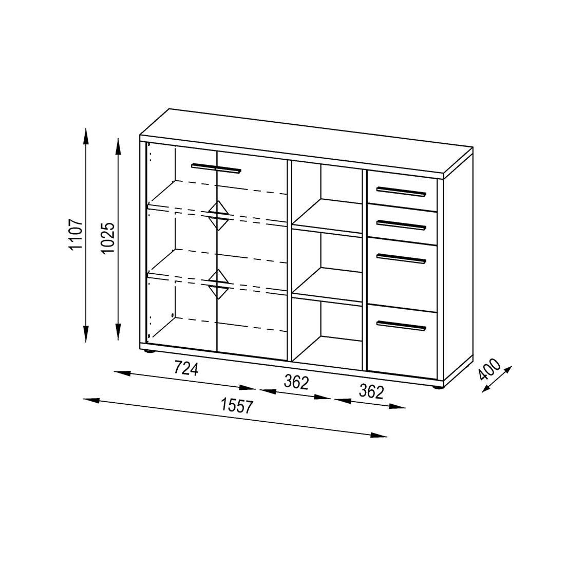 Maja Möbel Set+ Büroschrank 155,7x40x110,7cm