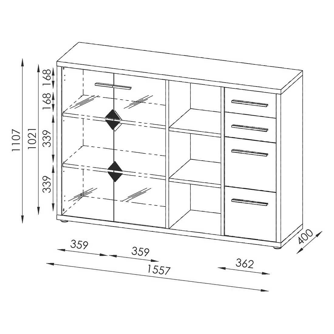 Maja Möbel Set+ Büroschrank 155,7x40x110,7cm