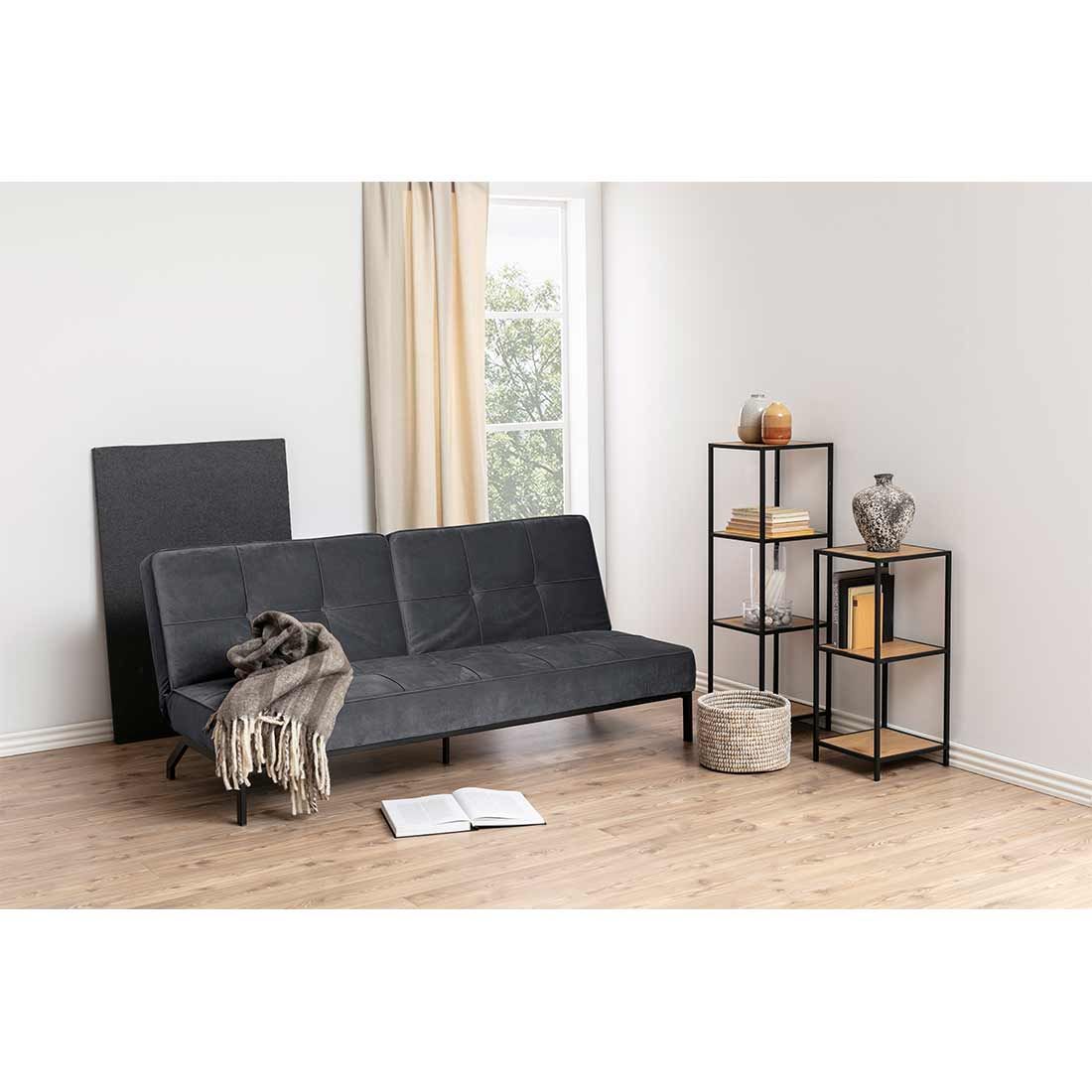 AC Design Perugia Schlafsofa Dunkelgrau/Schwarz, ca. 198x95x87cm