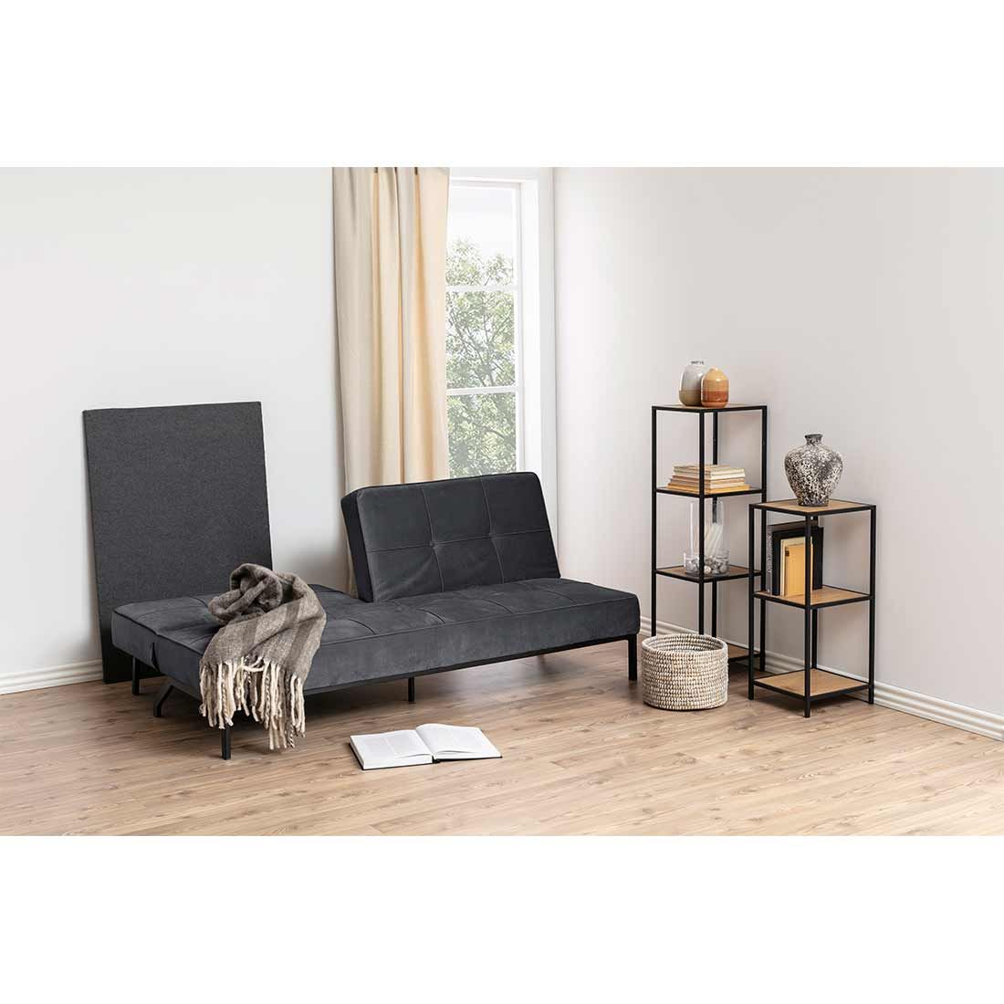 AC Design Perugia Schlafsofa Dunkelgrau/Schwarz, ca. 198x95x87cm