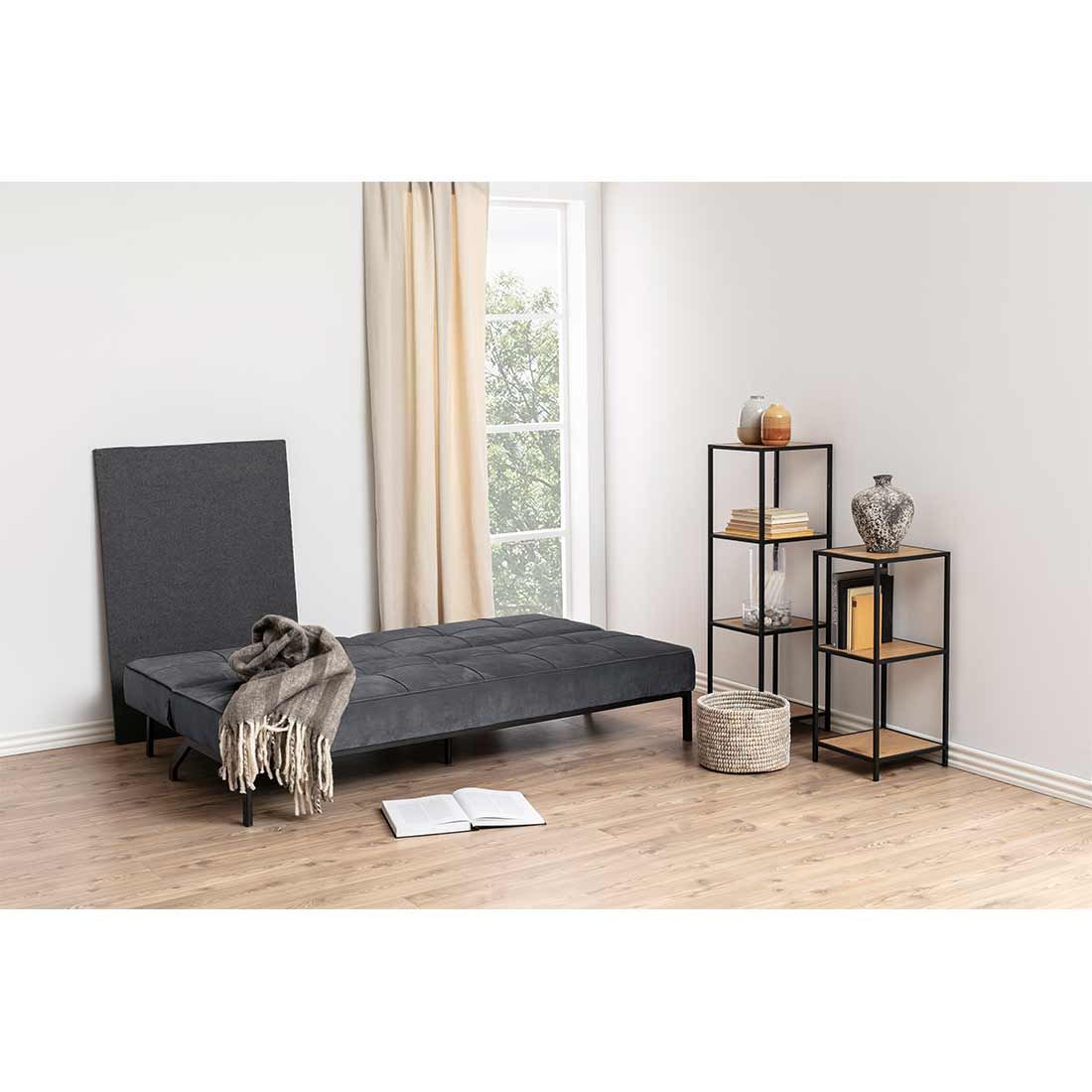 AC Design Perugia Schlafsofa Dunkelgrau/Schwarz, ca. 198x95x87cm