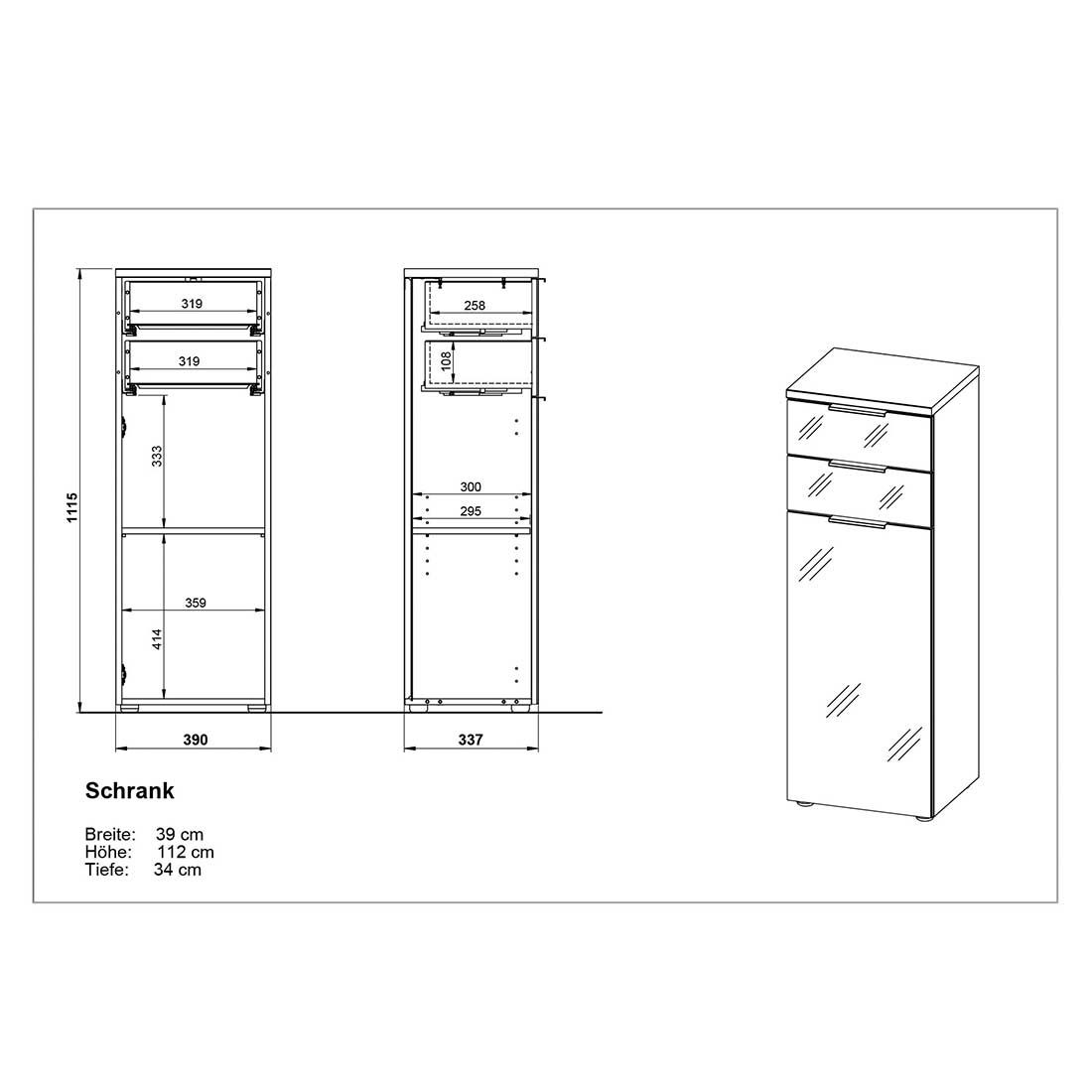 Germania Pescara Hochschrank 39x34x112cm