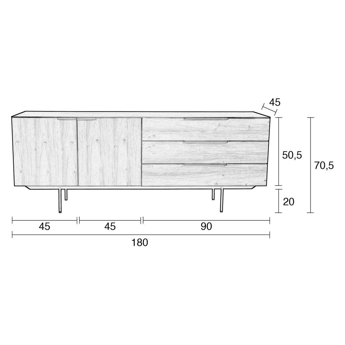 Zuiver Travis Sideboard 180x45x70,5cm