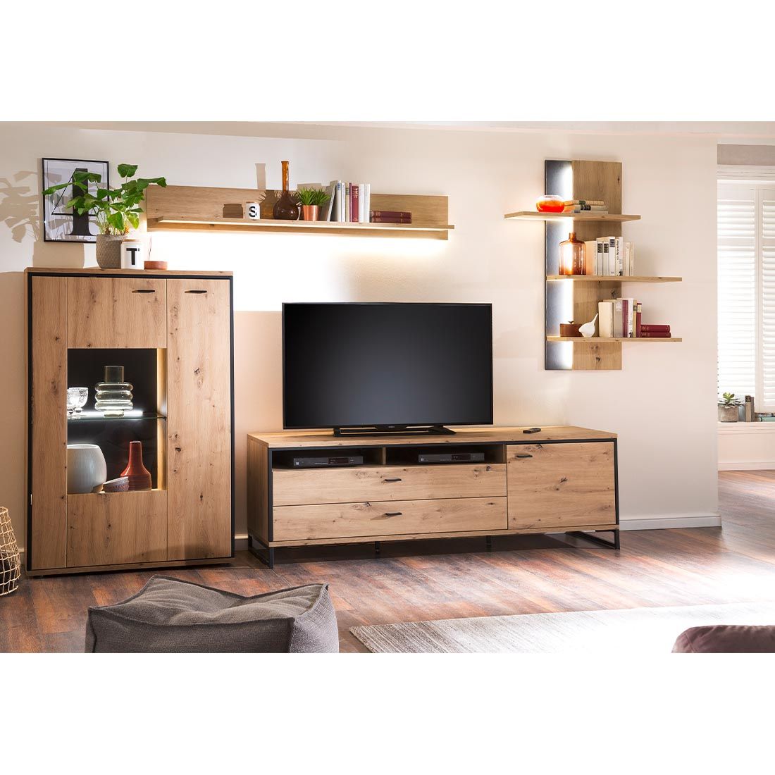 MCA Buenos Aires Highboard mit Beleuchtung 93x38x142cm