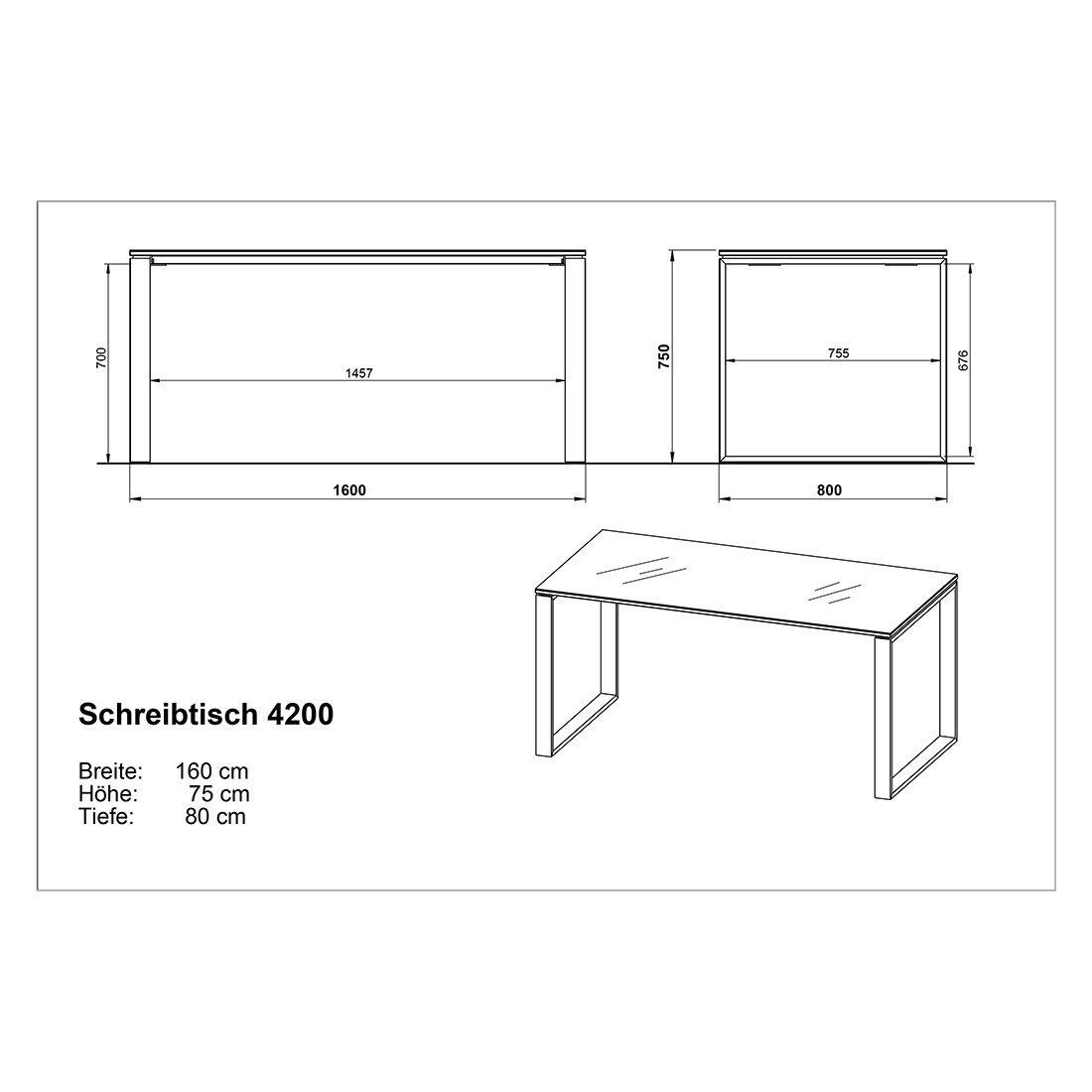 Germania Monteria Schreibtisch 160x80x75cm