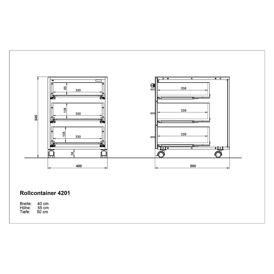 Germania Monteria Rollcontainer 40x50x55cm