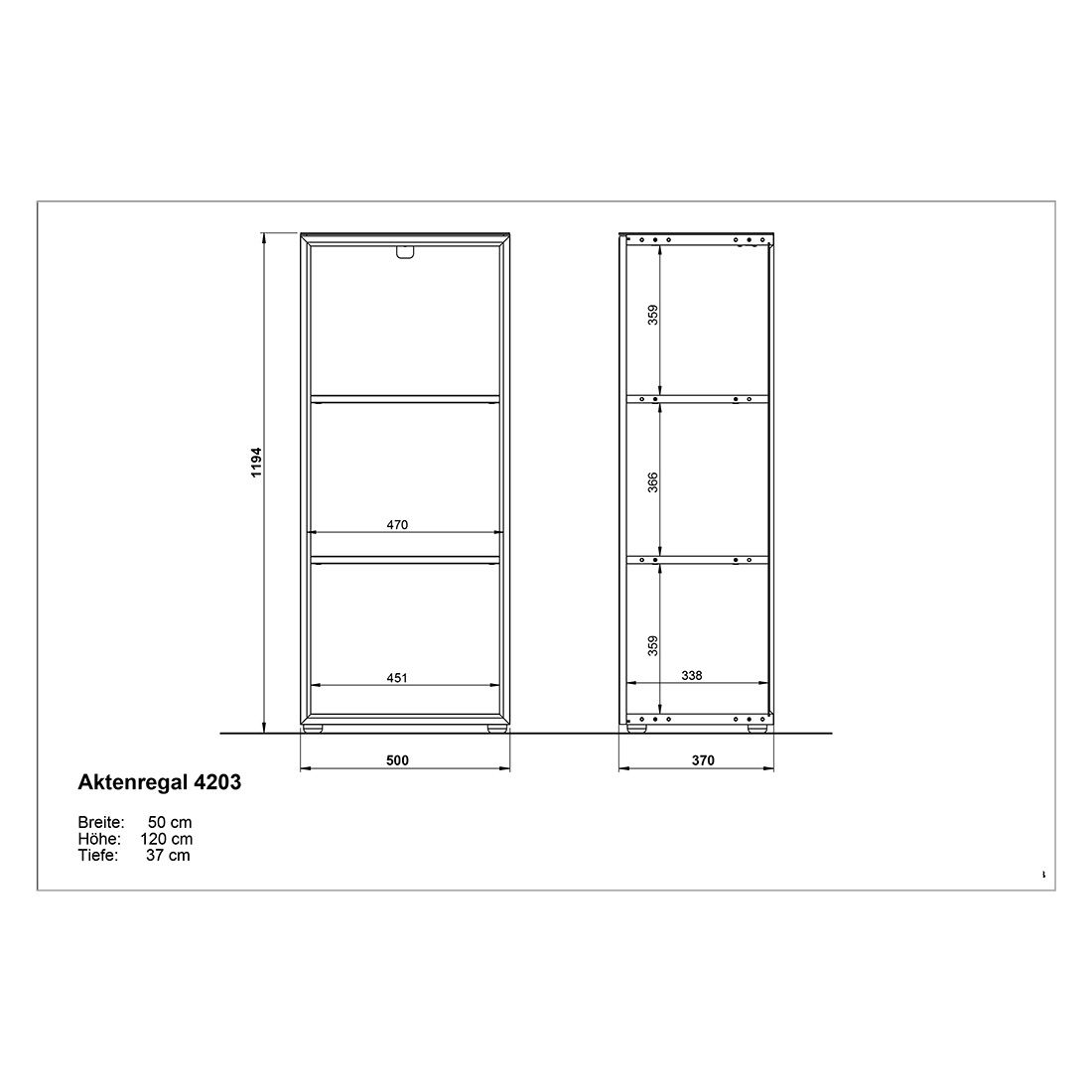Germania Monteria Aktenregal 50x37x120cm