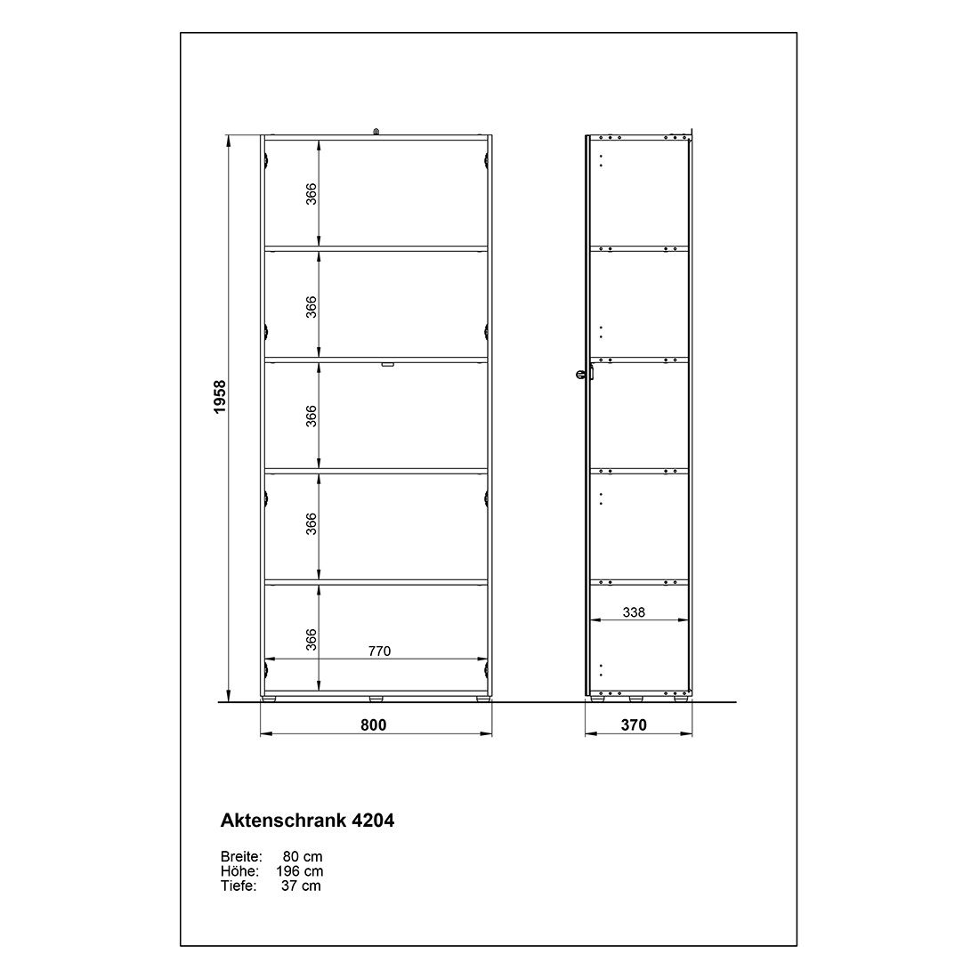 Germania Monteria Büroschrank 80x37x196cm