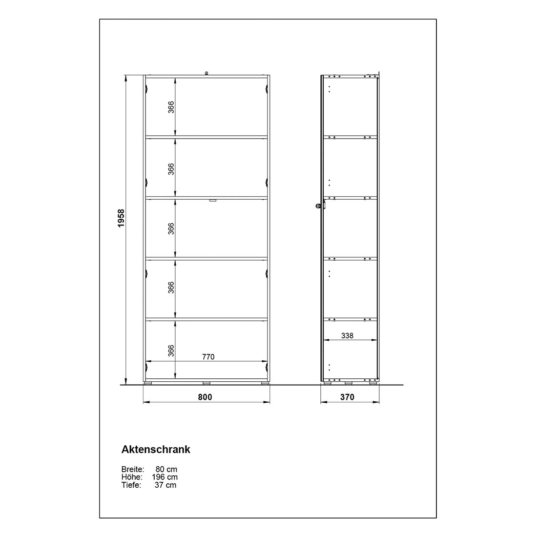 Germania Monteria Büroschrank 80x37x196cm