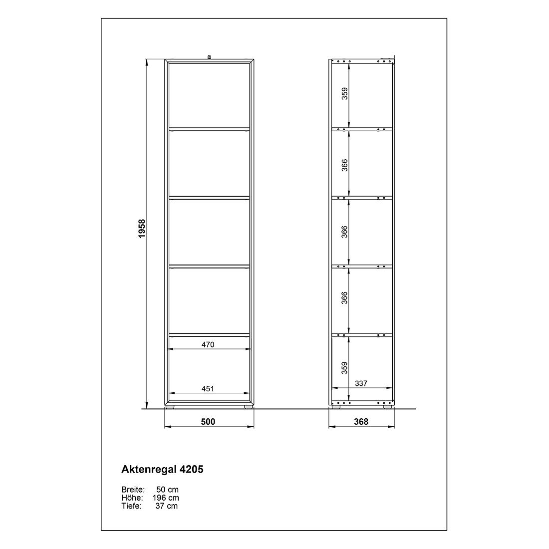 Germania Monteria Aktenregal 50x37x196cm