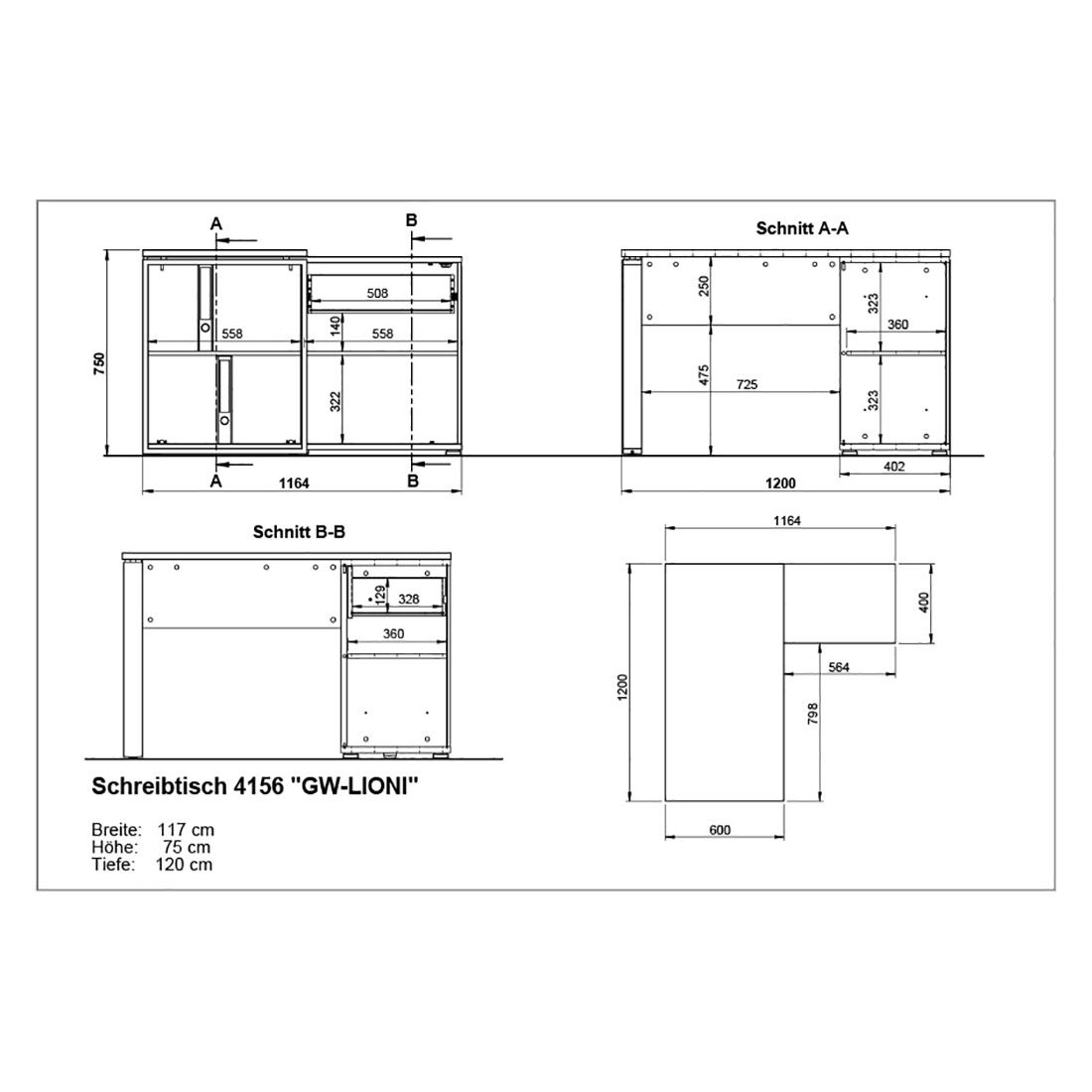 Germania Lioni Schreibtisch 120x117x75cm