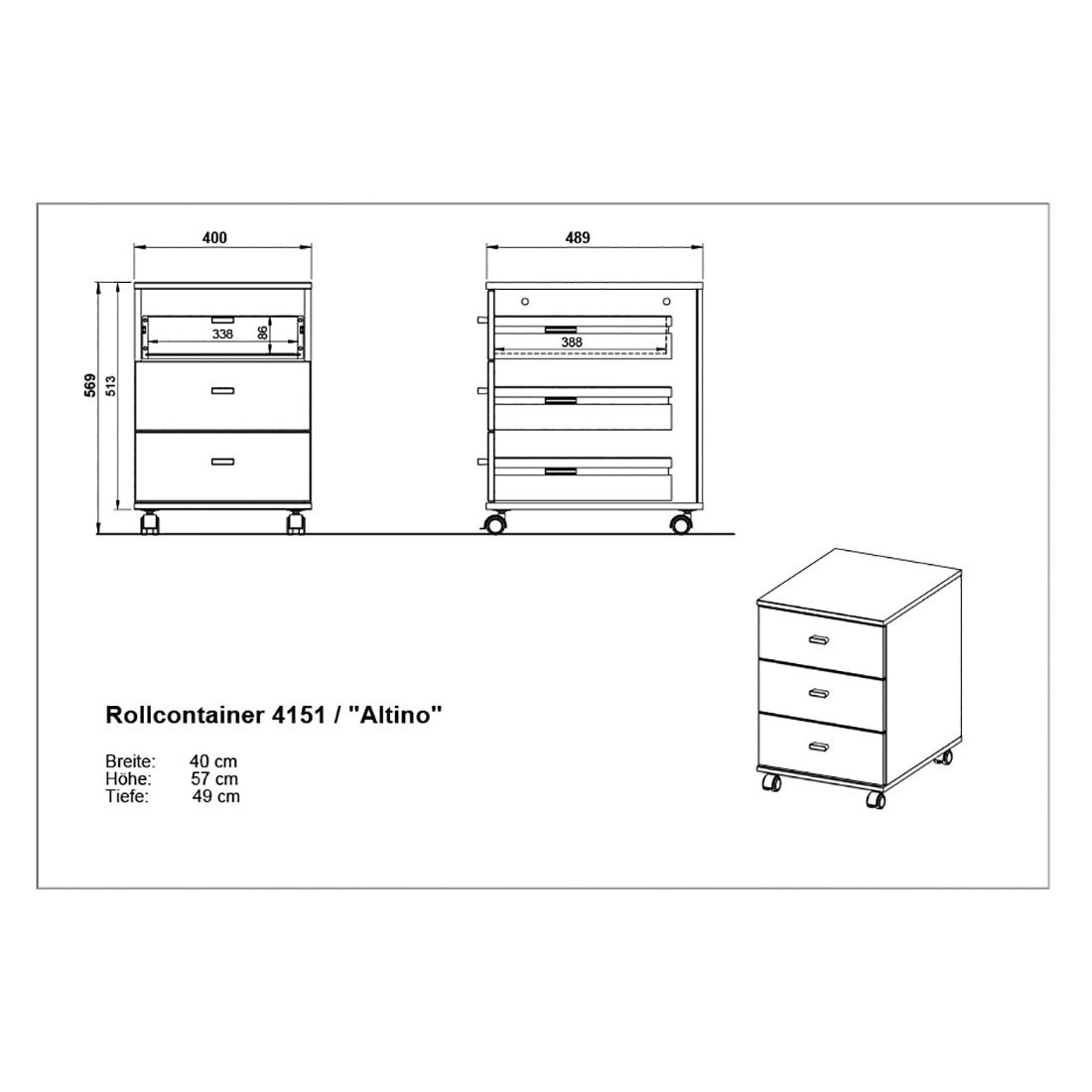 Germania Lioni Rollcontainer 40x49x57cm