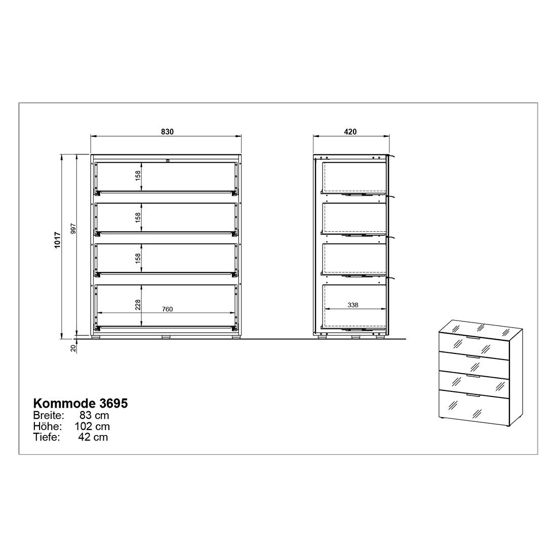 Germania Oakland Kommode 83x42x101cm