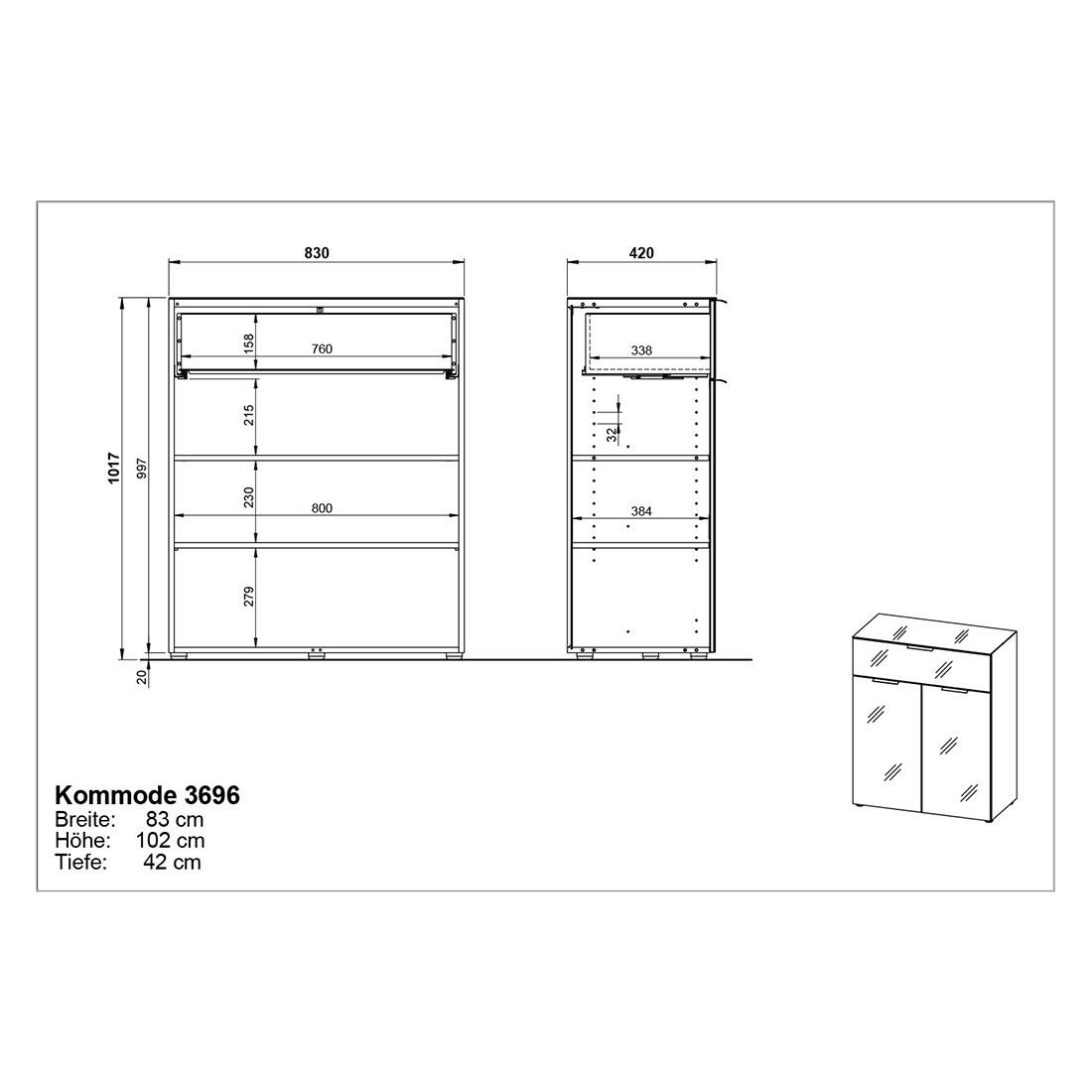 Germania Oakland Kommode 83x42x101 cm