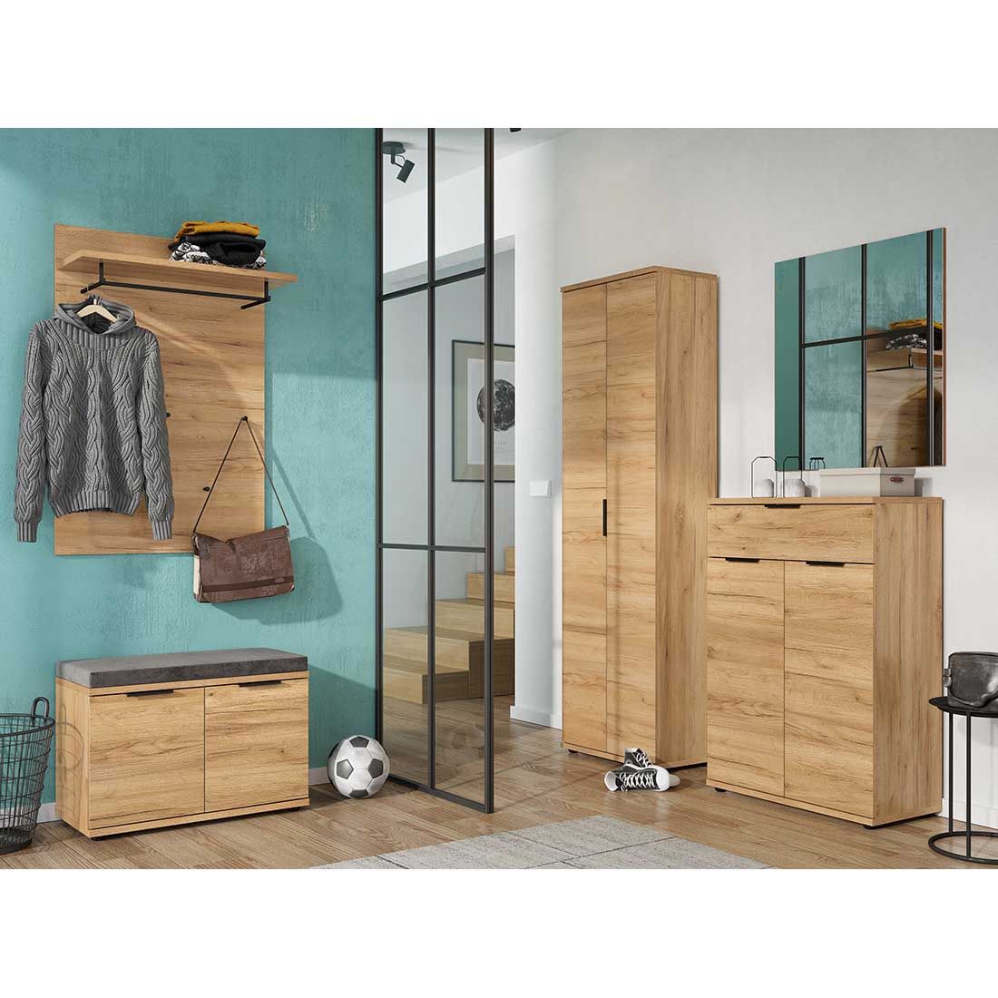 Germania Fremont Garderobenbank mit Kissen 75x37x54cm