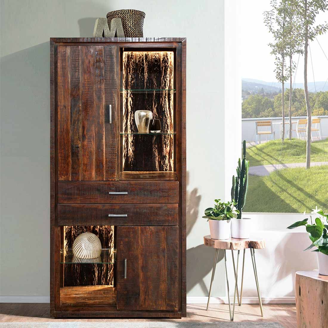 Wolf Möbel Bark Hochschrank mit Beleuchtung 88x40x180 cm