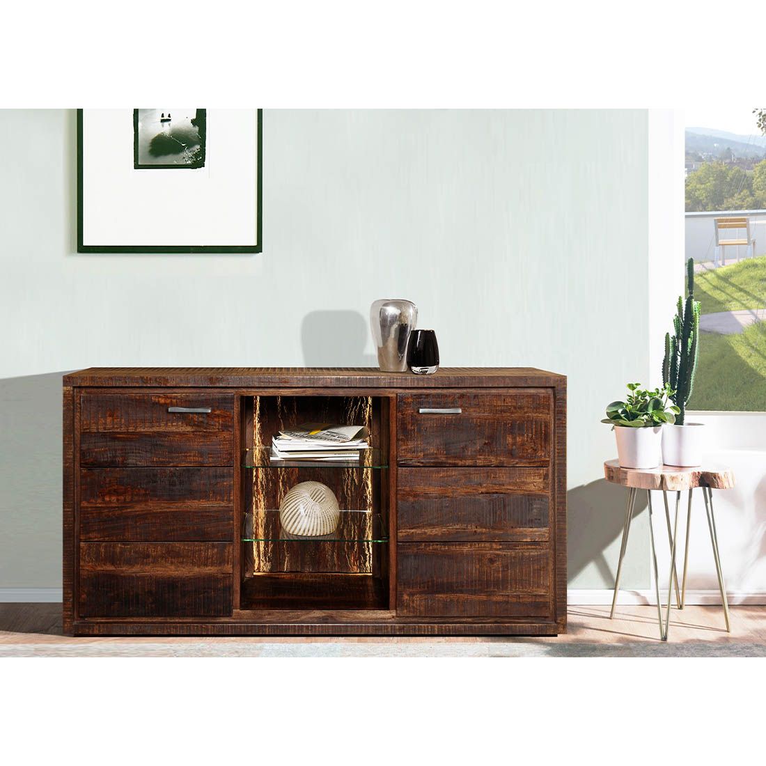 Wolf Möbel Bark Sideboard mit Beleuchtung 145x40x78cm