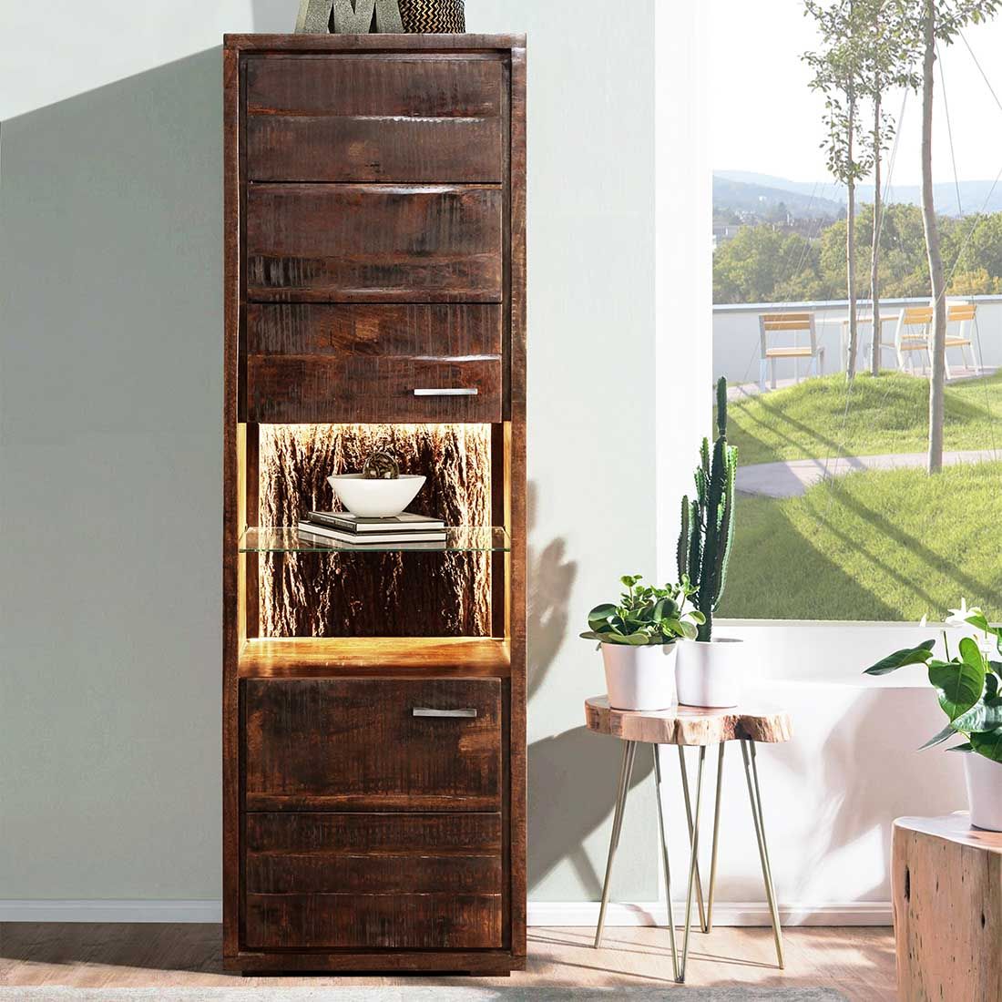 Wolf Möbel Bark Hochschrank mit Beleuchtung 58x40x180cm