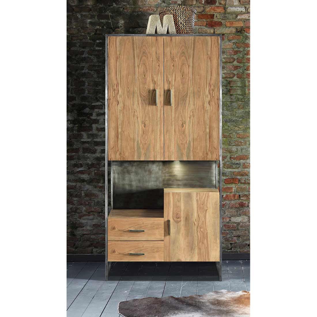 Wolf Möbel Tucson Hochschrank mit Beleuchtung 90x40x195cm