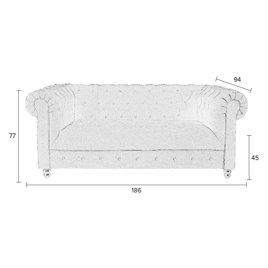 Dutchbone Chester Velvet 3-Sitzer-Sofa