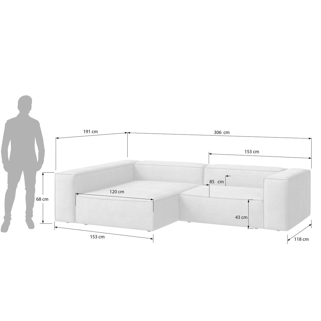 HOMELIV. Glennon Ecksofa Matrix Webstoff