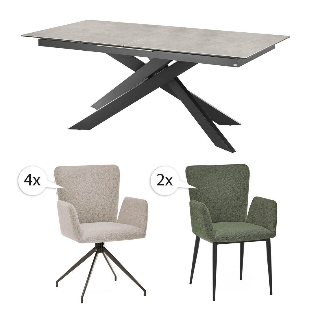 set one El Paso Essgruppe 7-tlg. Tisch 200/250x100cm