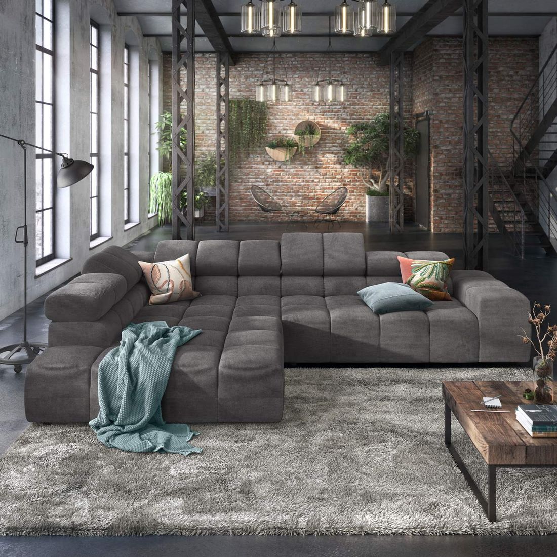 HOMELIV. Charlotta Ecksofa 319x215x82cm Feincord