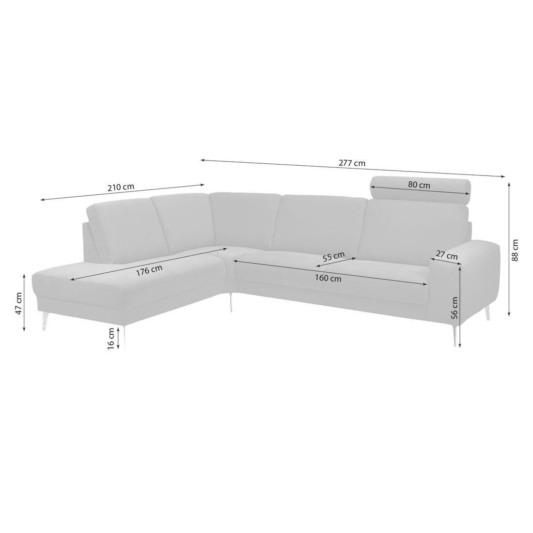 Koray Ecksofa  277x210x88cm