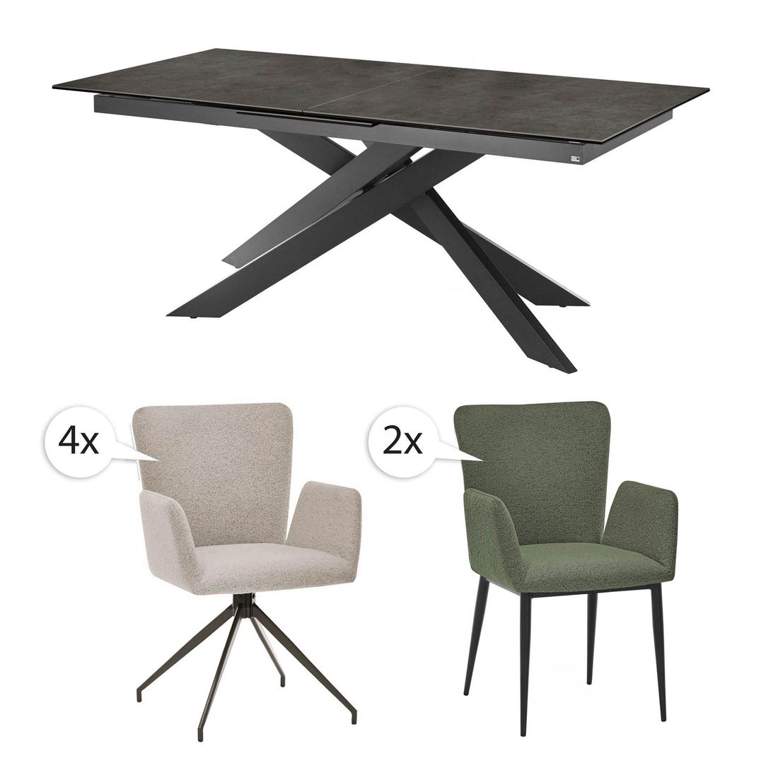 set one El Paso Essgruppe 7-tlg. Tisch 200/250x100cm
