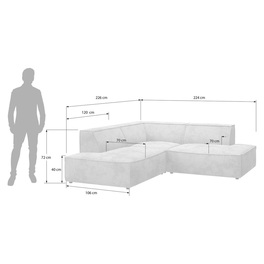 HOMELIV. Lennox Ecksofa Cord