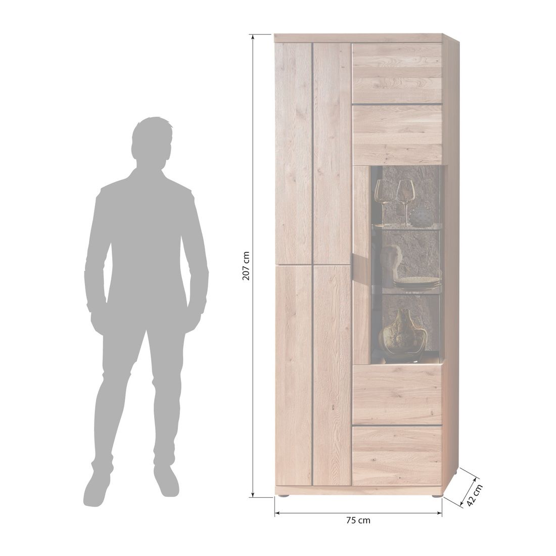 Wohnconcept Donna Vitrine 75x42x207cm