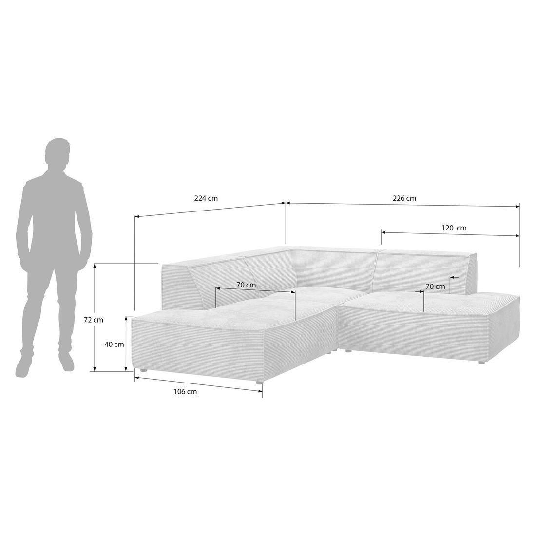 HOMELIV. Lennox Ecksofa Cord