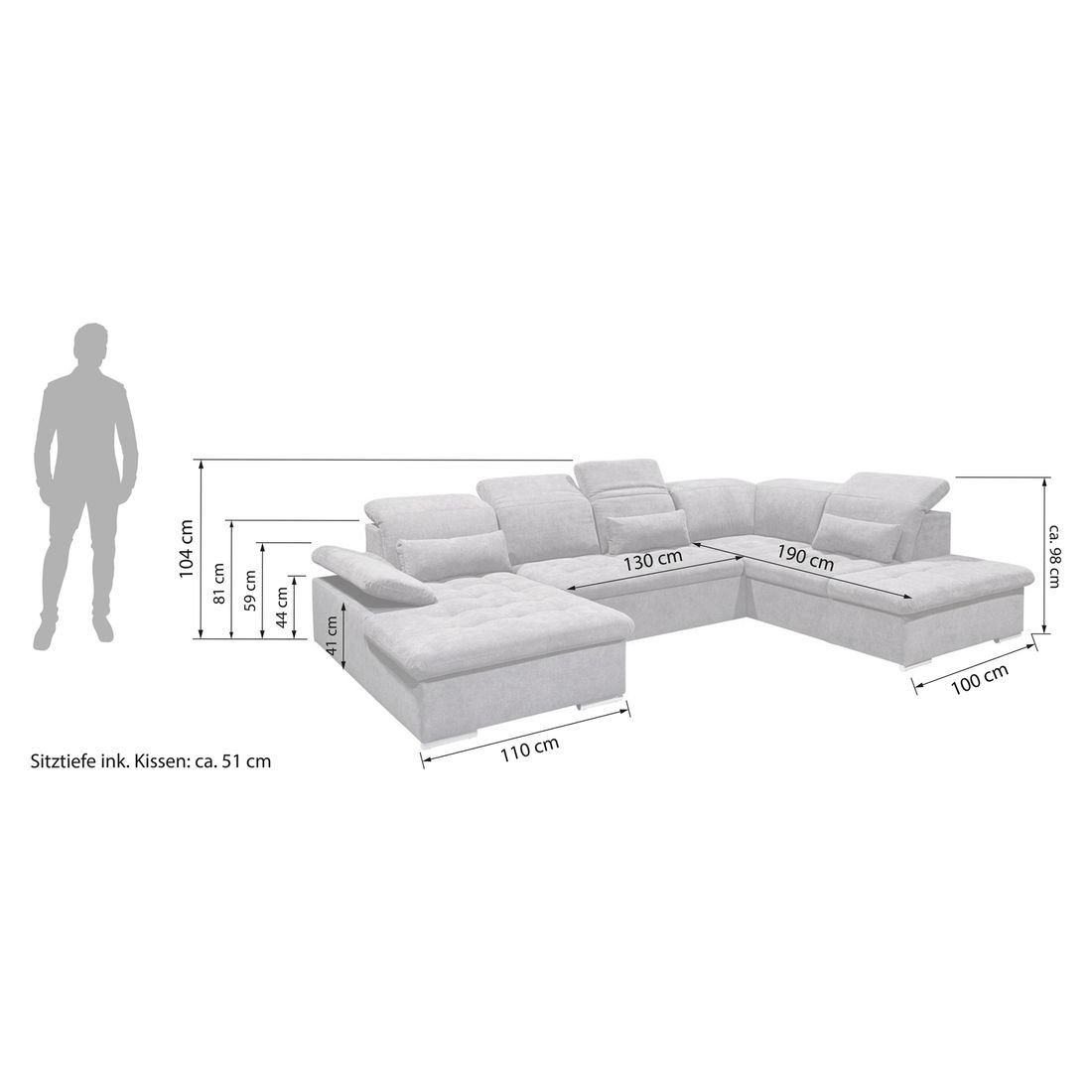ED Lifestyle Polstermöbel Wayne Wohnlandschaft