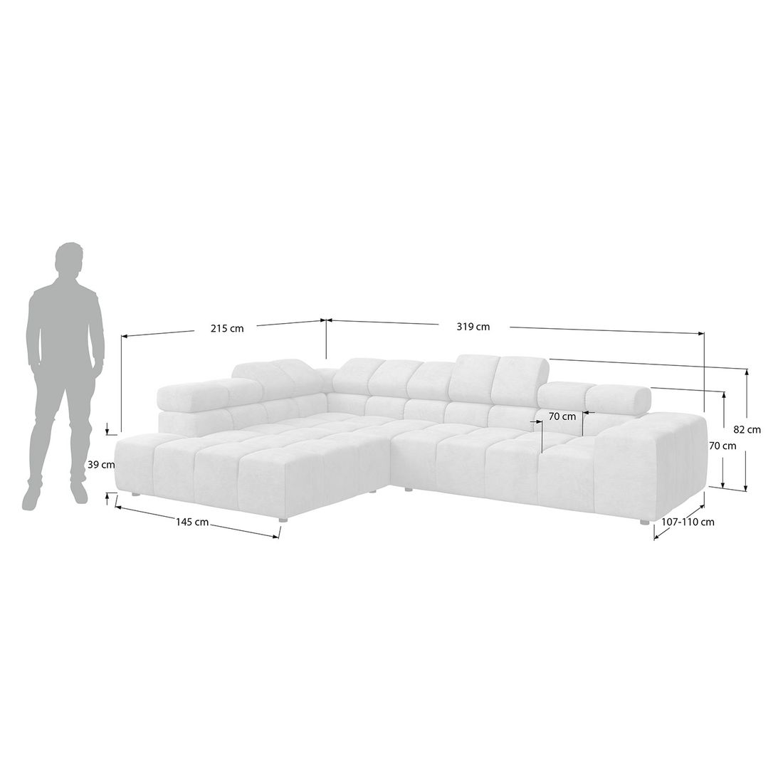 HOMELIV. Charlotta Ecksofa 319x215x82cm